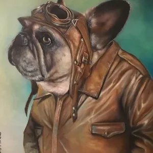 Tableau Peinture à l'huile bouledogue Français