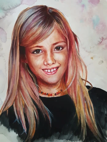portrait aquarelle petite fille