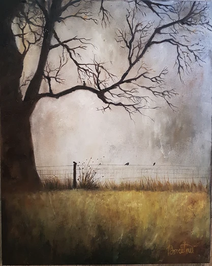 tableau paysage peinture à l'huile chêne