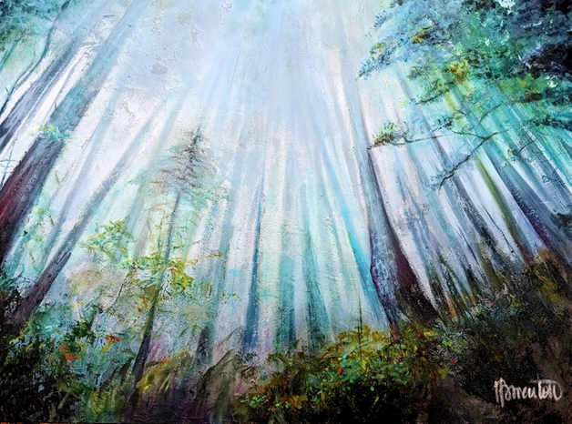 tableau foret peinture à l'huile