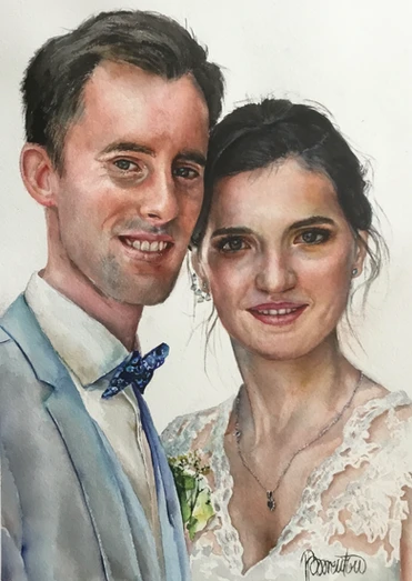 portrait mariés à l'aquarelle