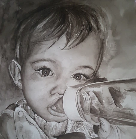 portrait noir et blanc bébé