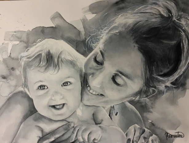 aquarelle noir et blanc