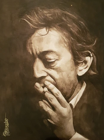 portrait Gainsbourg à l'aquarelle