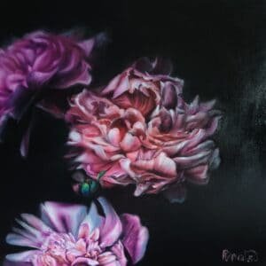 peinture pivoines roses