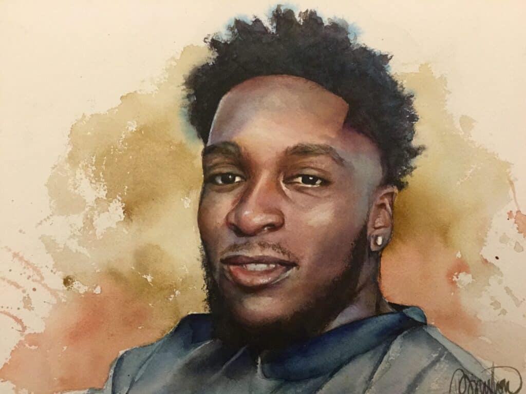 portrait d'art personnalisé beau jeune homme noir