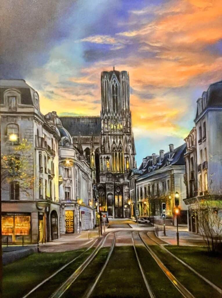 Cathédrale de Reims en peinture à l'huile