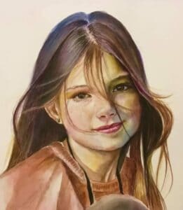 fillette portrait artistique peinture aquarelle vintage jeune fille ado