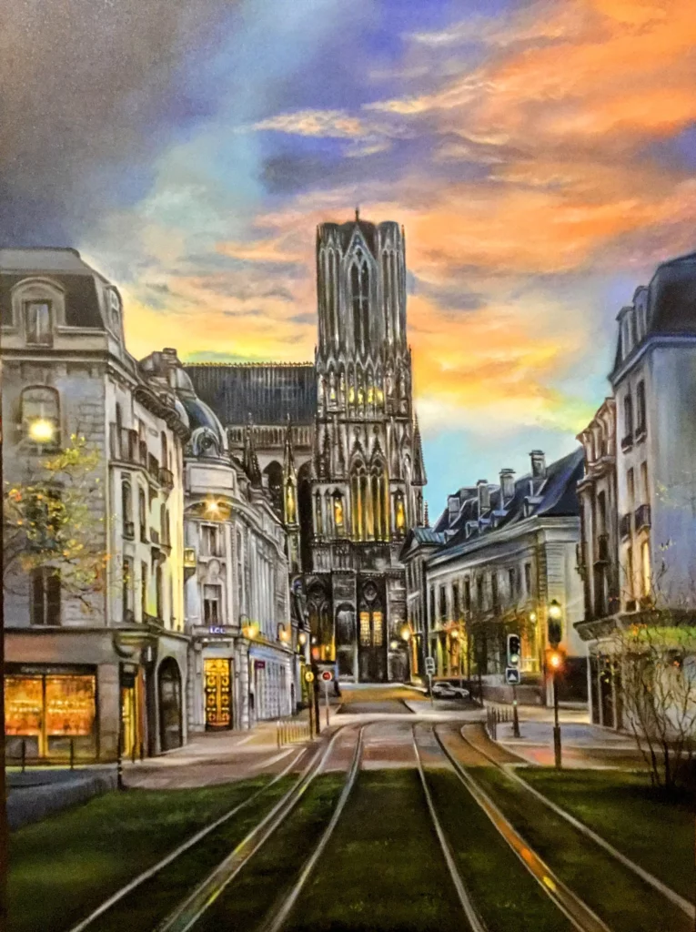 Paysage peinture Reims Cathédrale Notre-Dame da reims