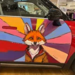 Renard roux Pop Art peint sur Smart
