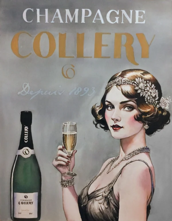 Roaring twenties poster Champagne Collery affiche publicitaire style années 20