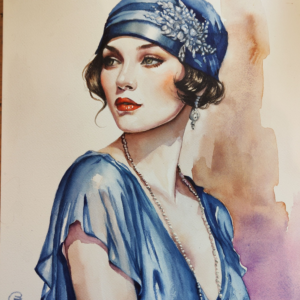 Miss Charleston aquarelle d'une femme