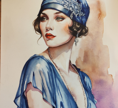 portrait artistique Miss Charleston aquarelle d'une femme peinte à Reims