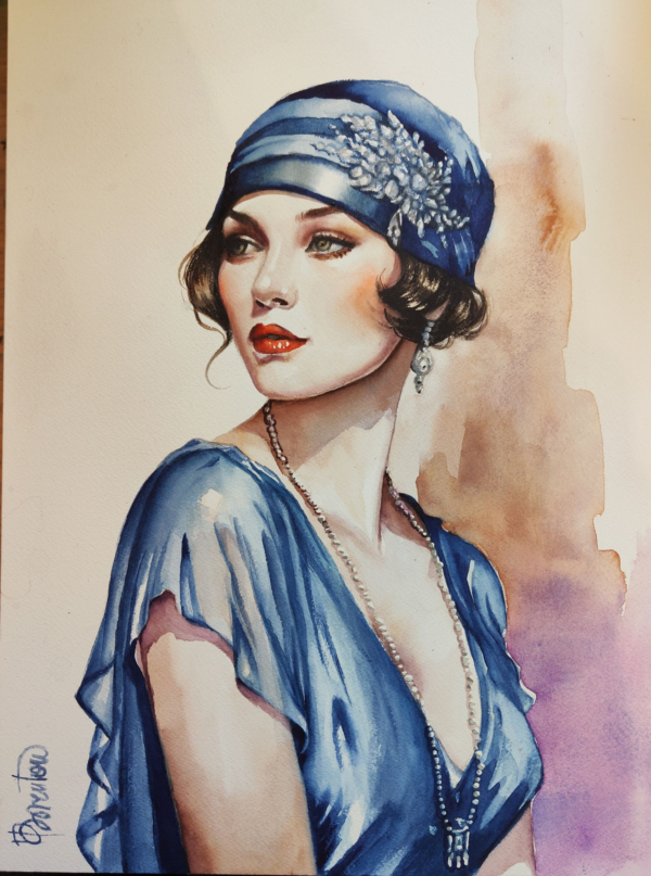 Miss Charleston aquarelle d'une femme