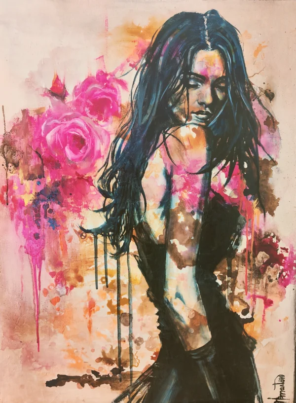 Femme en roses